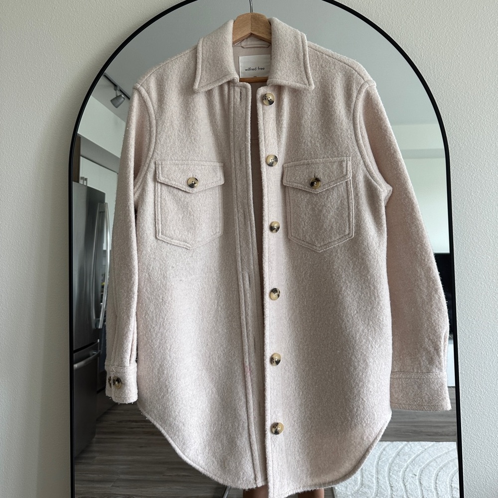 Aritzia Wilfred Free Ganna Shirt Jacket - Heather Bone XXS